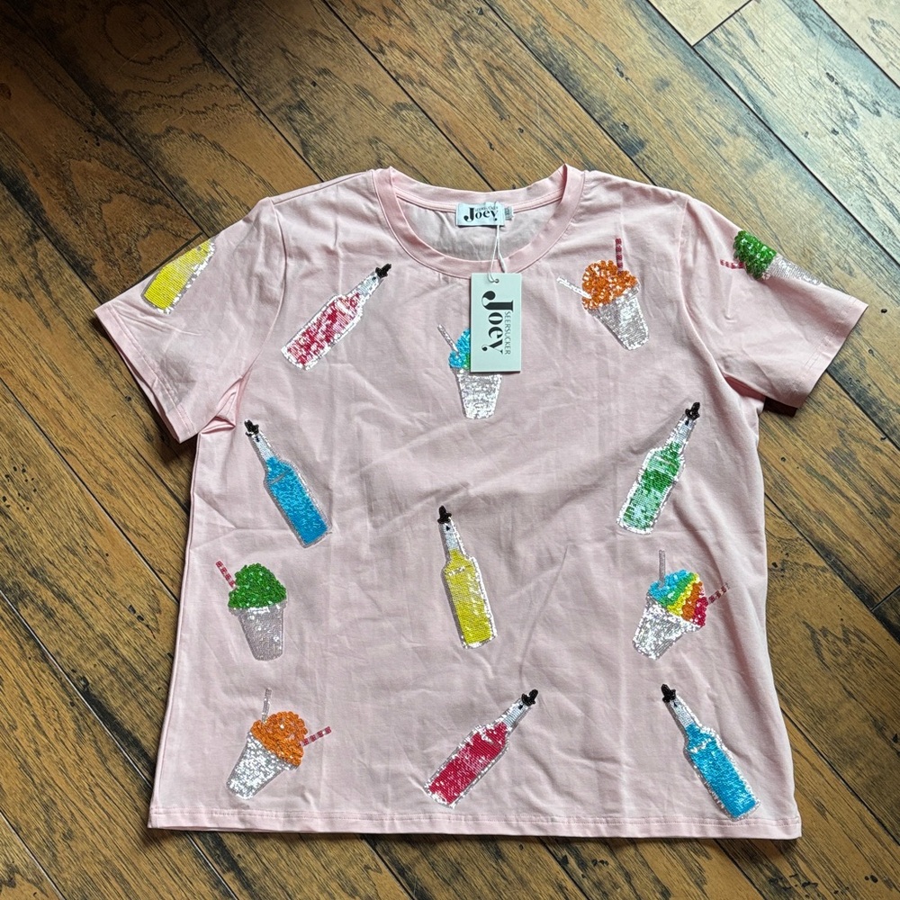 Pink Sequin Beverage Women's Tee